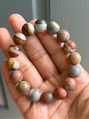 Matte Polychrome Jasper Crystal Bracelet 13mm